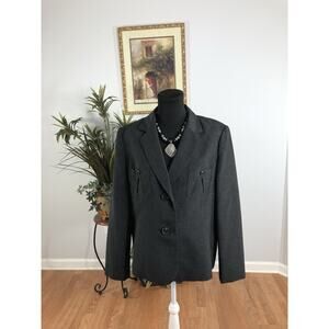 Le Suit Women Long Sleeve Lined Lapel Collar Notch Blazer Gray 14 Office Siren